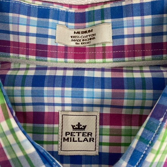 Peter Millar Men's Multi-Check Button Down Shirt size Medium - Picture 3 of 8